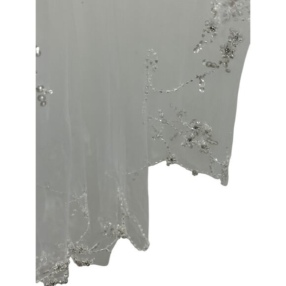 Unbranded White Tulle Rhinestone Sequin Beaded Bridal Wedding Veil Blusher Comb - Picture 5 of 7